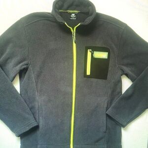 Charcoal Fleece Jacket with Neon Trim